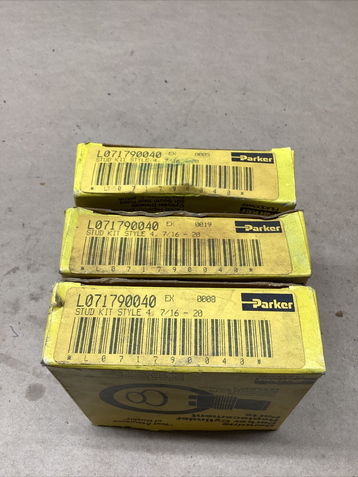 Lot of 3 New Parker L071790040 Stud Kits Style 7/16-20 #711G53