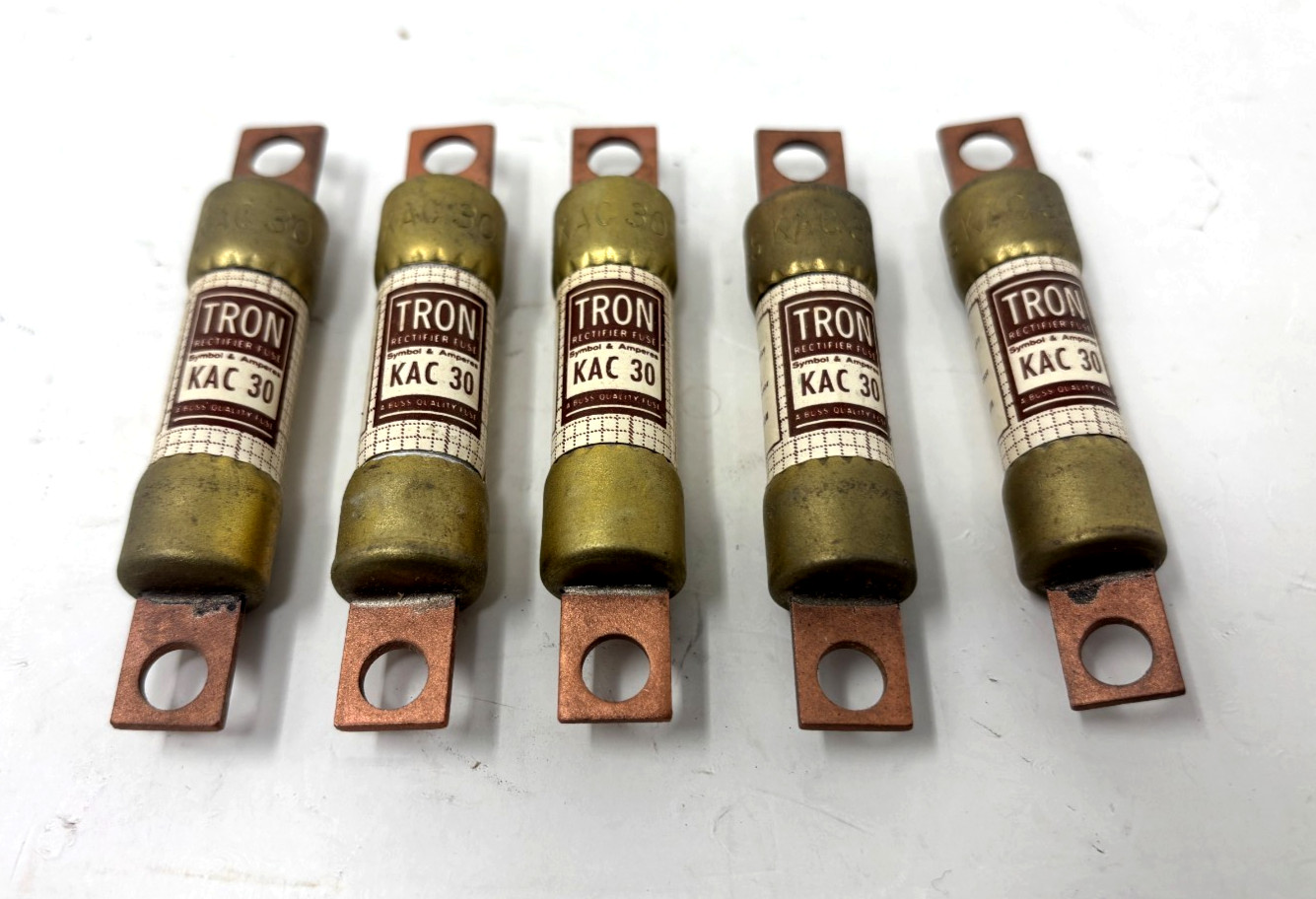 Lot of (5) Bussmann KAC 30 Tron Rectifier Fuses