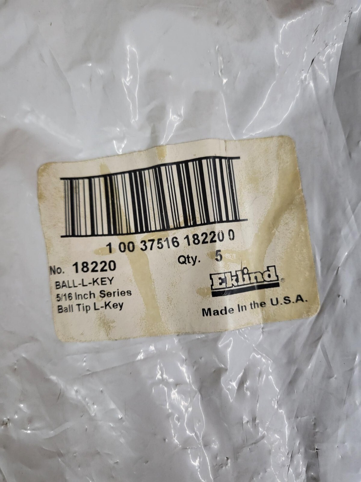 Eklind 5/16″ Ball Driver L Wrench 18220 Qty 5