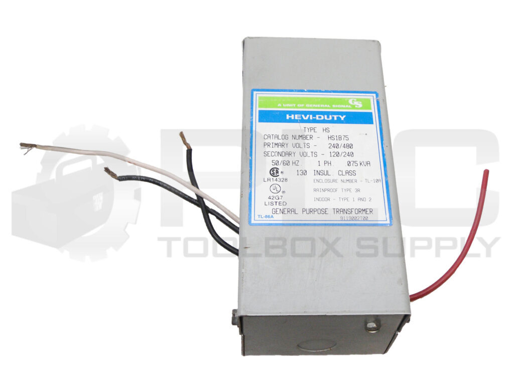 GENERAL SIGNAL HS1B75 HEVI-DUTY GENERAL PURPOSE TRANSFORMER 240-480V TYPE HS