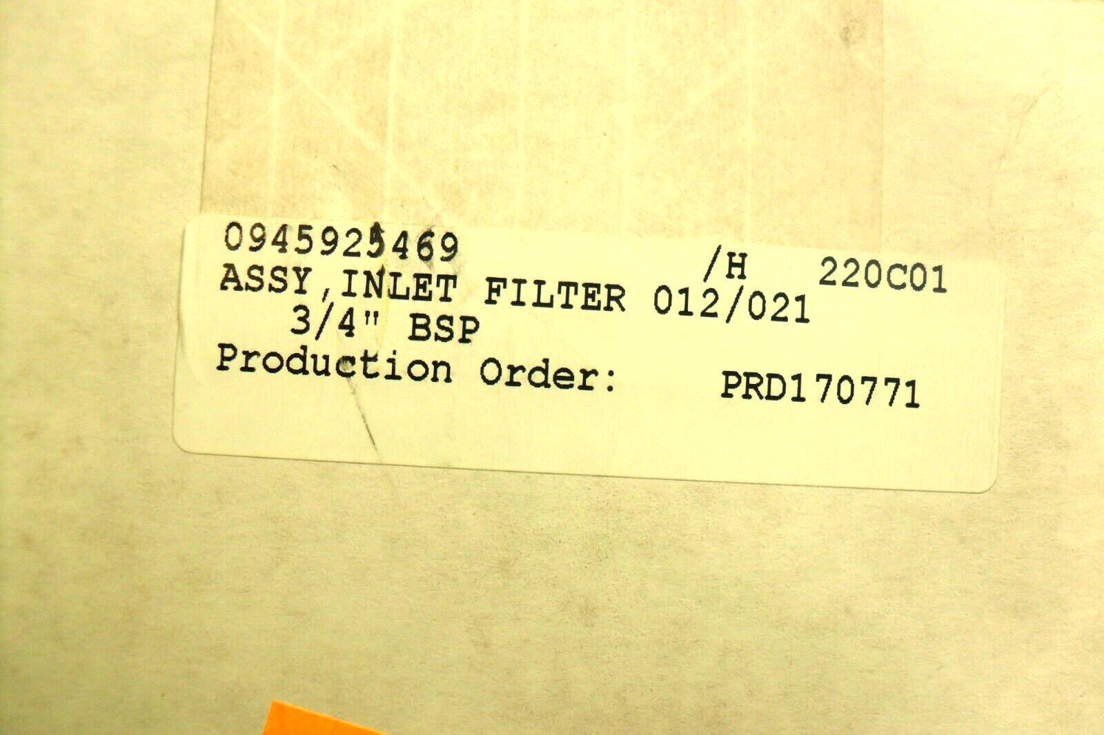 Busch OEM ASSY, INLET FILTER 012/021 Part 0945.925.4694 3/4 BSP w/ Filter nib