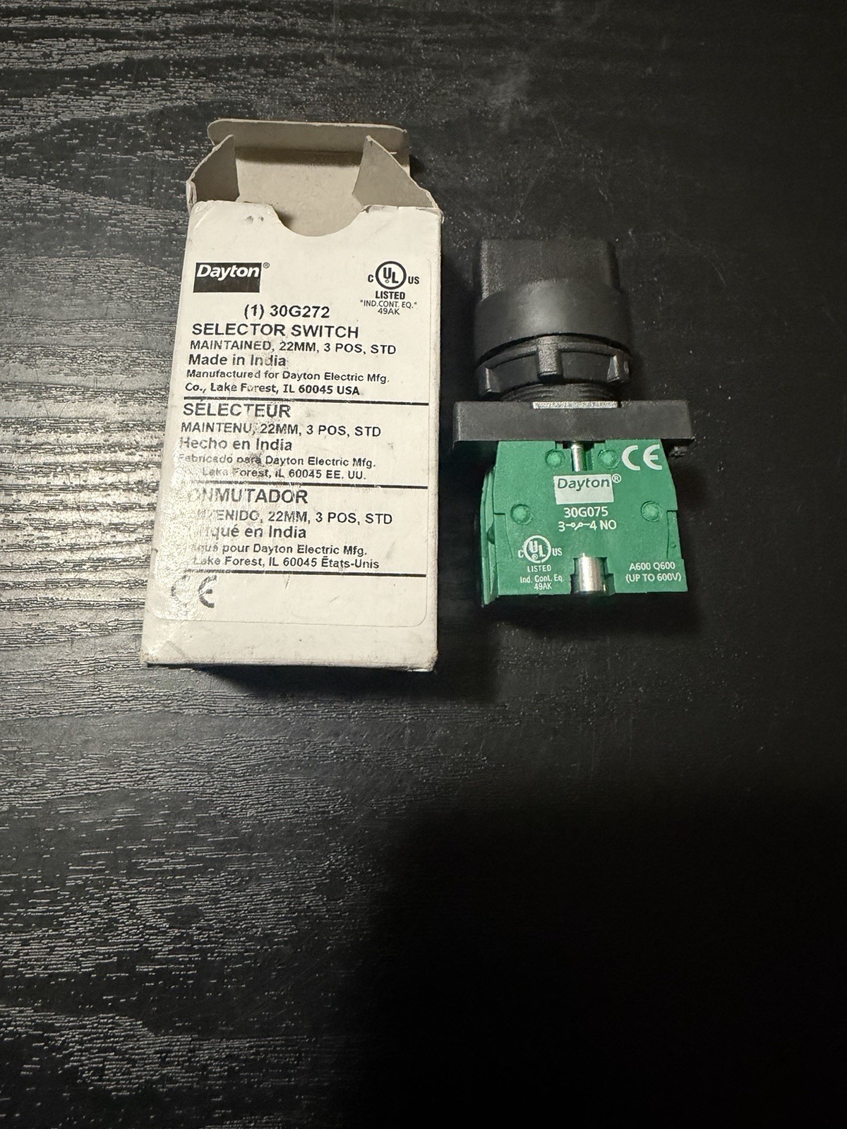 Dayton 30G272 Selector Switch 3 Position