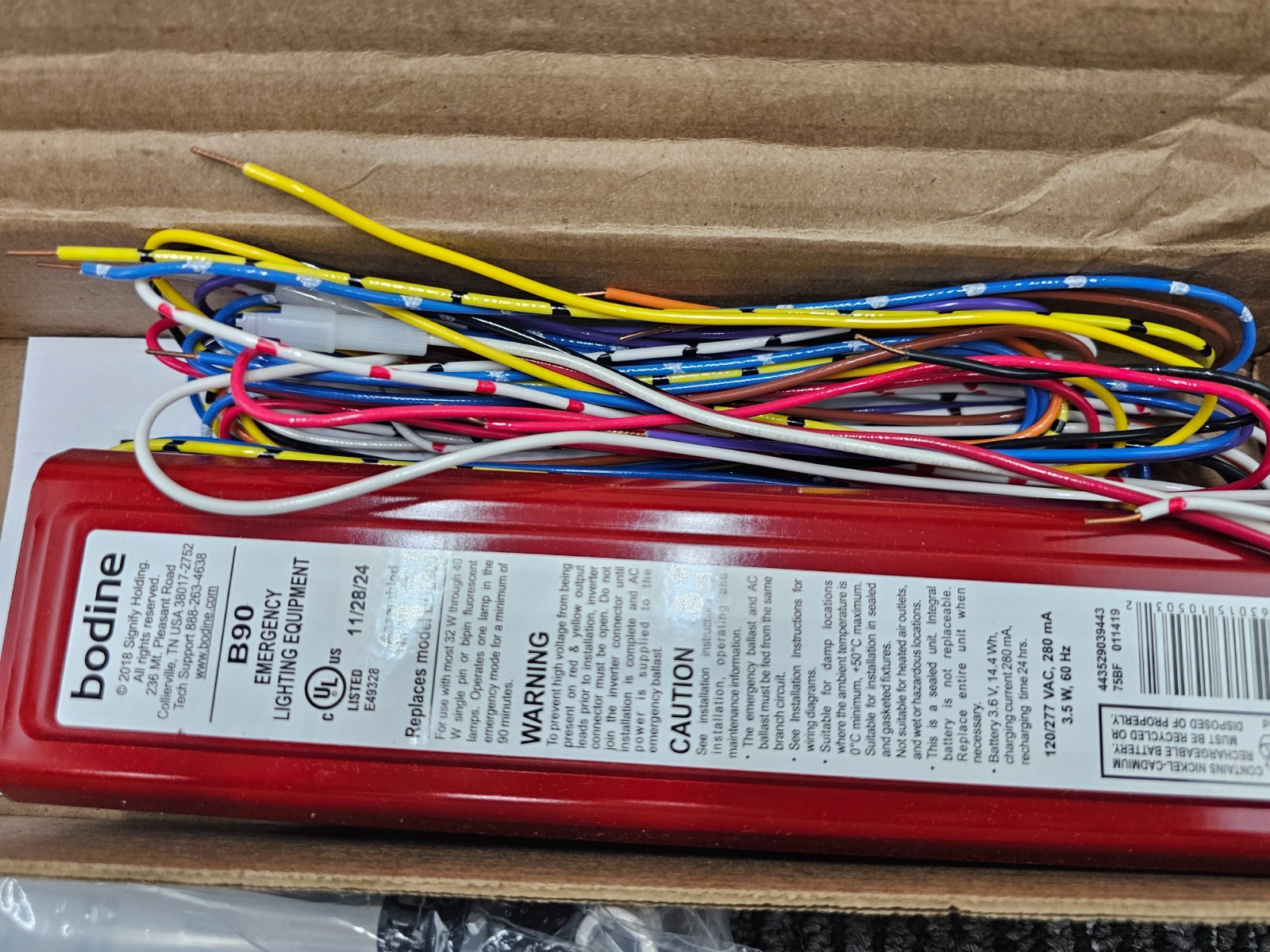 Bodine B90 Emergency Linear Fluorescent Ballast 500-600 Lumens Starter 120/277V