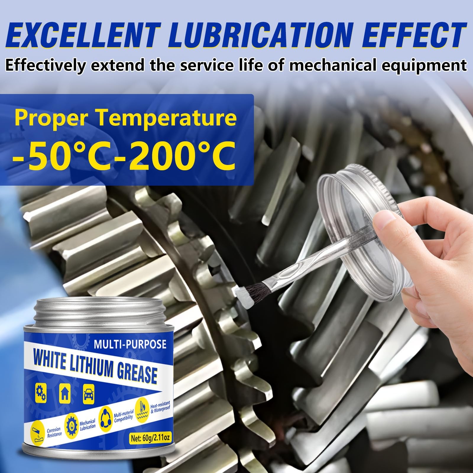 White Lithium Grease 60ml, Multi-Purpose Garage Door Lubricant with 60ml