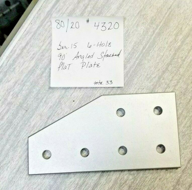 80/20 ALUMINUM 6- HOLE 90° ANGLED STACKED FLAT PLATE SERIES 15 # 4320