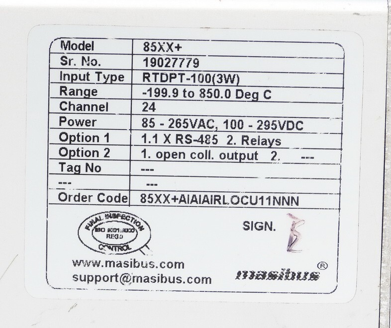 MASIBUS MODEL 85XX+ 24CHANNEL DIGITAL TEMPERATURE SCANNER CONTROLLER