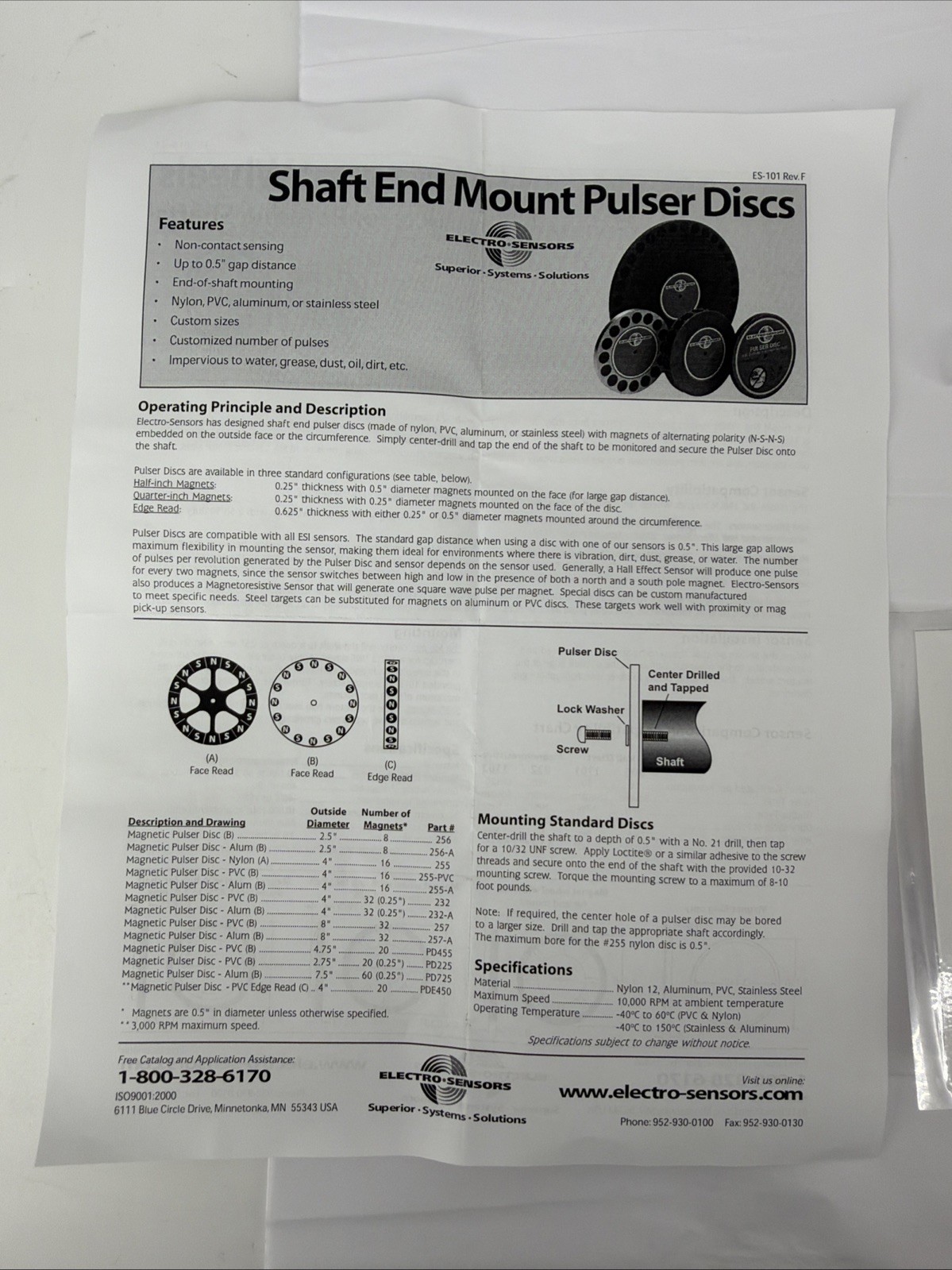 Electro-Sensors 700-211125 Magnet Wheel, 1-1/8in Bore, 199SM, 60PP, Aluminum Hub