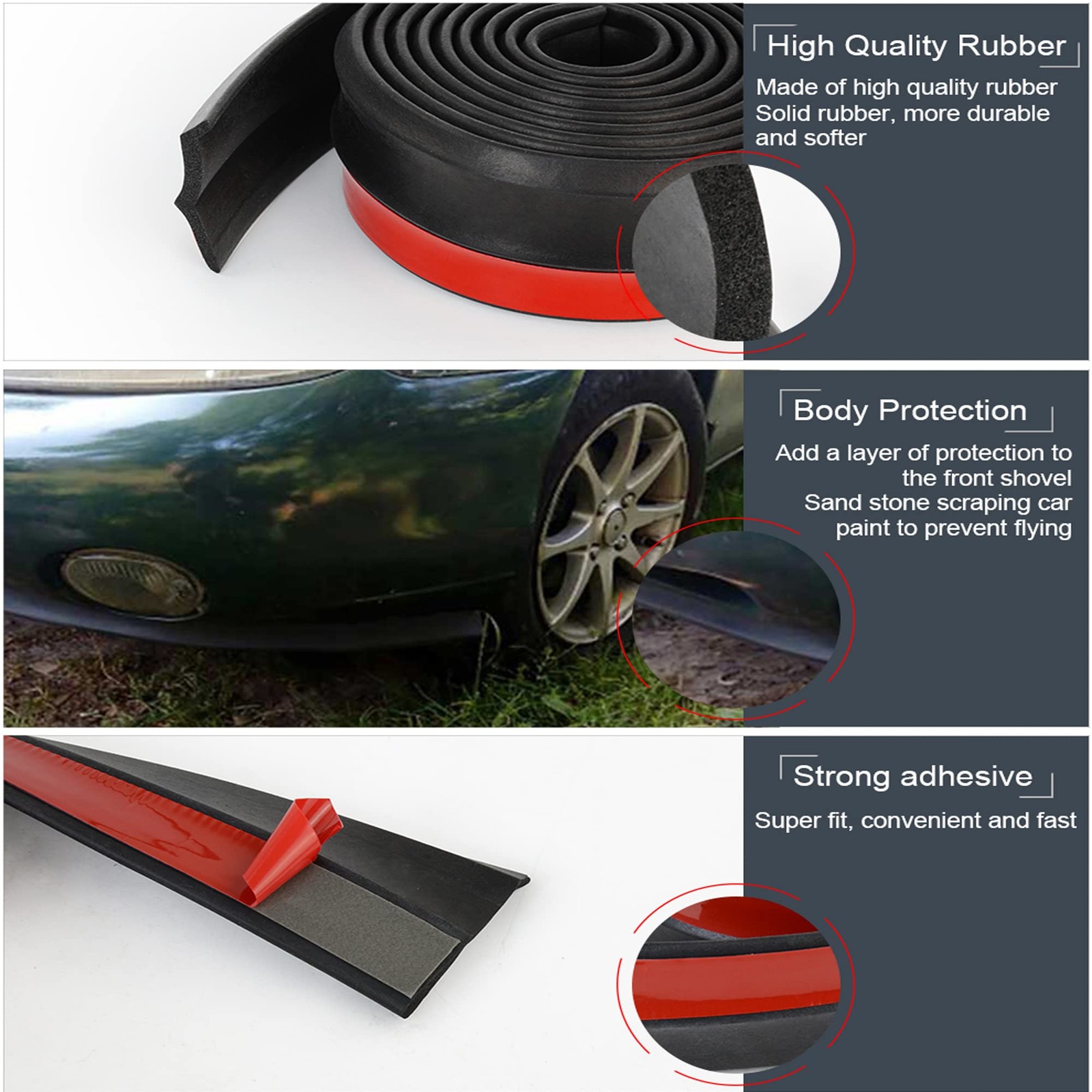 8.2FT Bumper Lip Stickers – 2.5M Car Front Bumper Lip Rubber Protectors – 60m…
