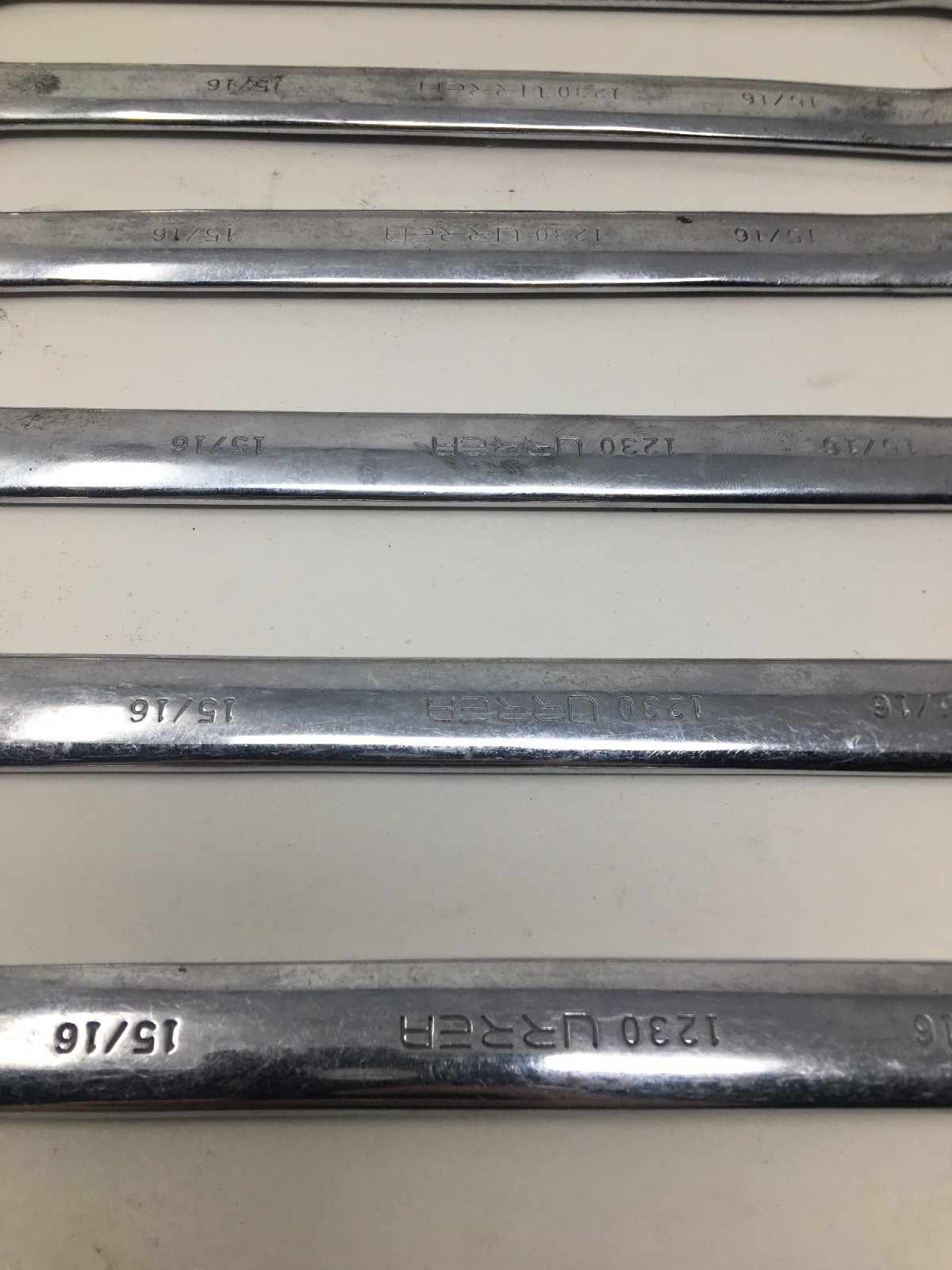 Lot Of 7 Urrea 1230, 12-point Combination Open/Box End Wrenches, All Are 15/16″