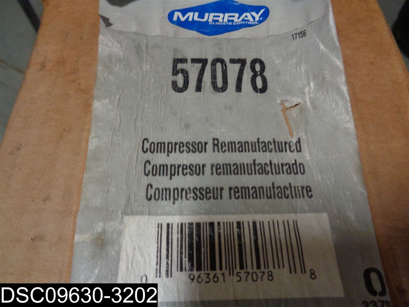 Remanufactured 57078 Murray A/C Compressor 096361570788