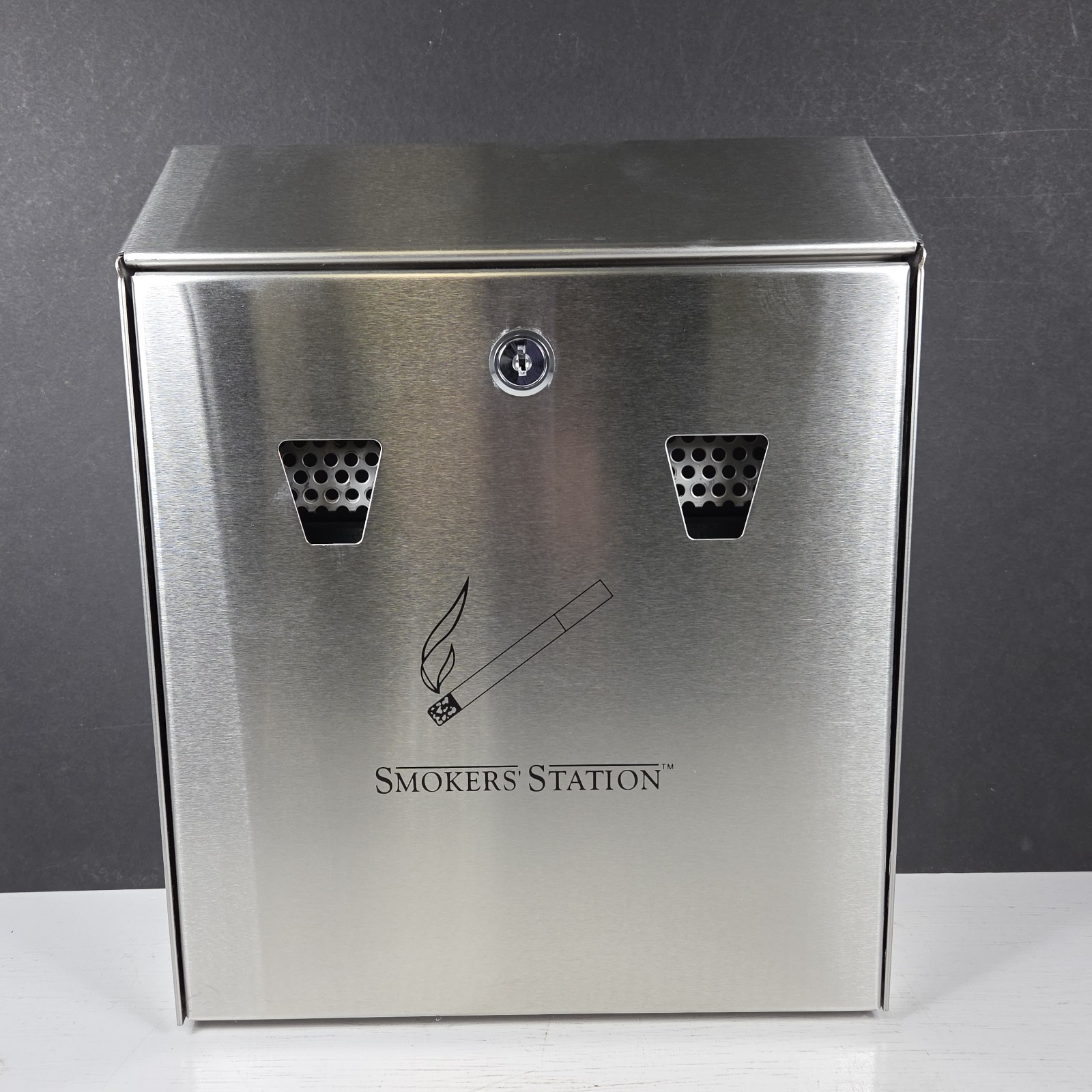 Smokers Station Cigarette Butt Disposal Howard United Wall Mount Stainless Steel