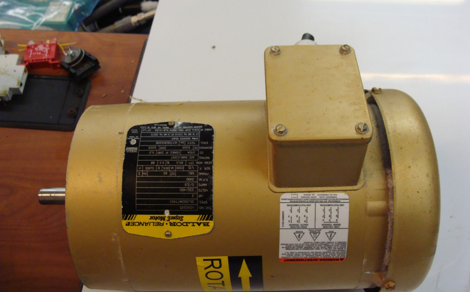 BALDOR RELIANCE SUPER E MOTOR VEM3555 2HP 230/460V 5/2.5A 3490RPM 3PH