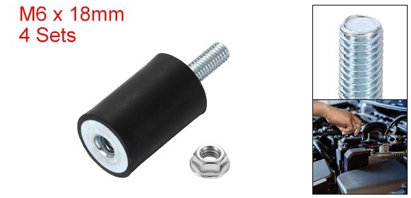 4Pcs M6x18mm Rubber Mounts 20x30mm(DxH) Rubber Shock Absorber Mount with Nuts