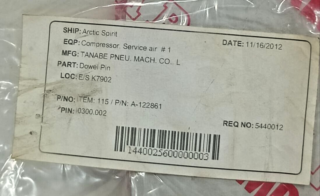 TANABE PNEUMATIC A-156836 DOWEL PIN TASK-1537F 4PCS NEW FAST SHIPPING