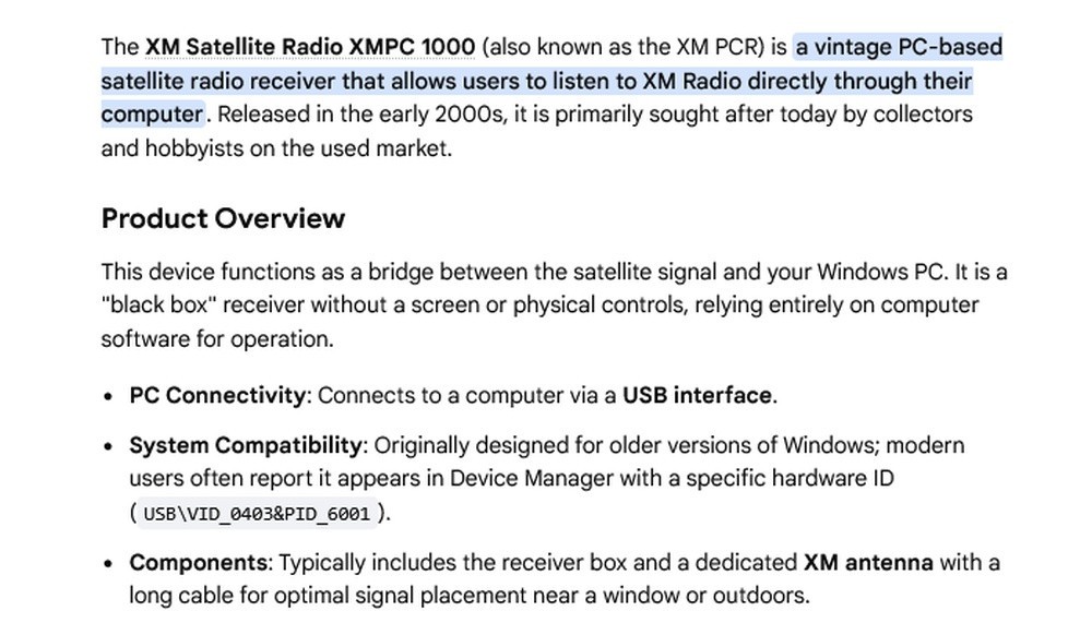 1 USED XM SATELLITE RADIO XMPC 1000 RECEIVER ***MAKE OFFER***