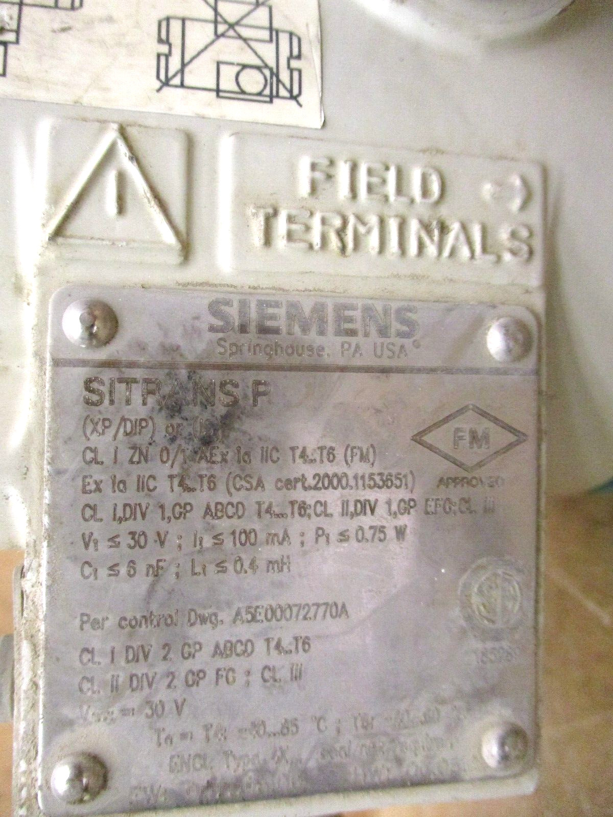 Siemens Sitrans P 7MF4233-1GA10-1NC6-Z Transmitter for Pressure 48975LIN