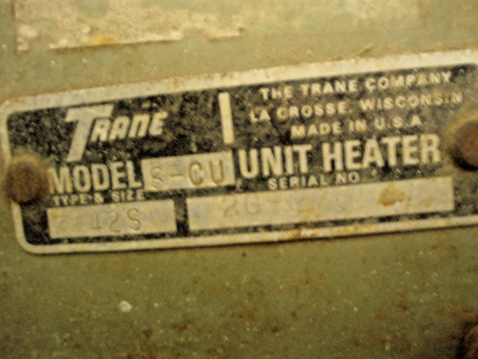 TRANE S-CU HEATER UNIT HOT WATER STEAM UNIT