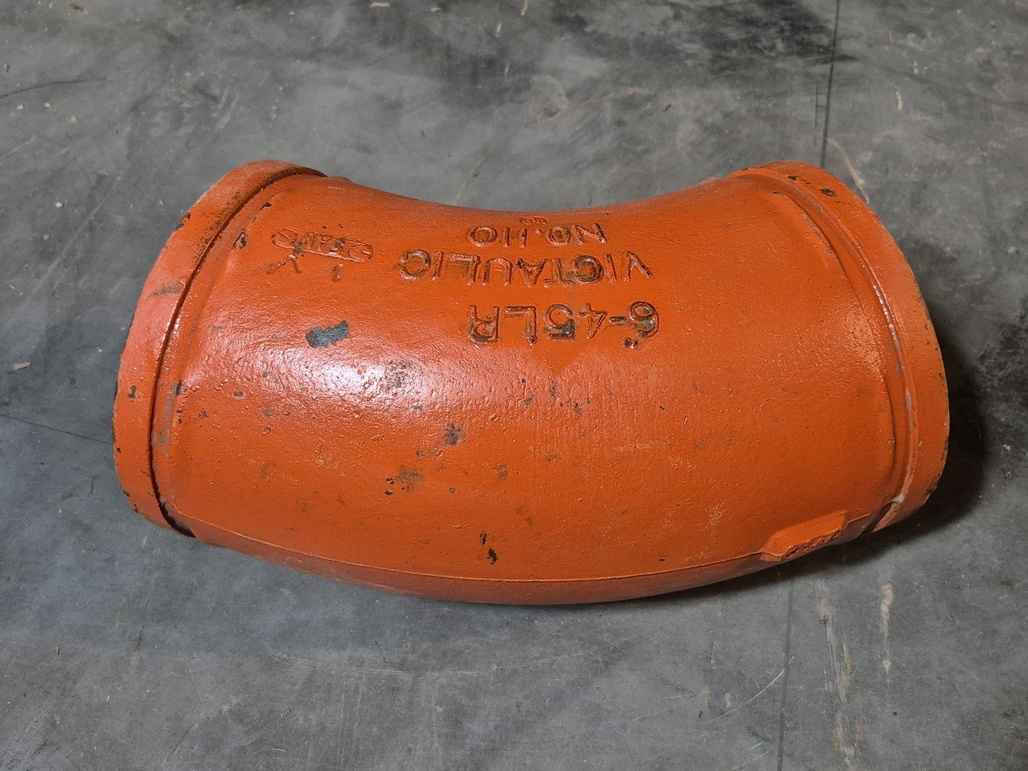 Victaulic No. 110 6″ Grooved 45° Elbow Fitting, Ptd. Orange – Parts