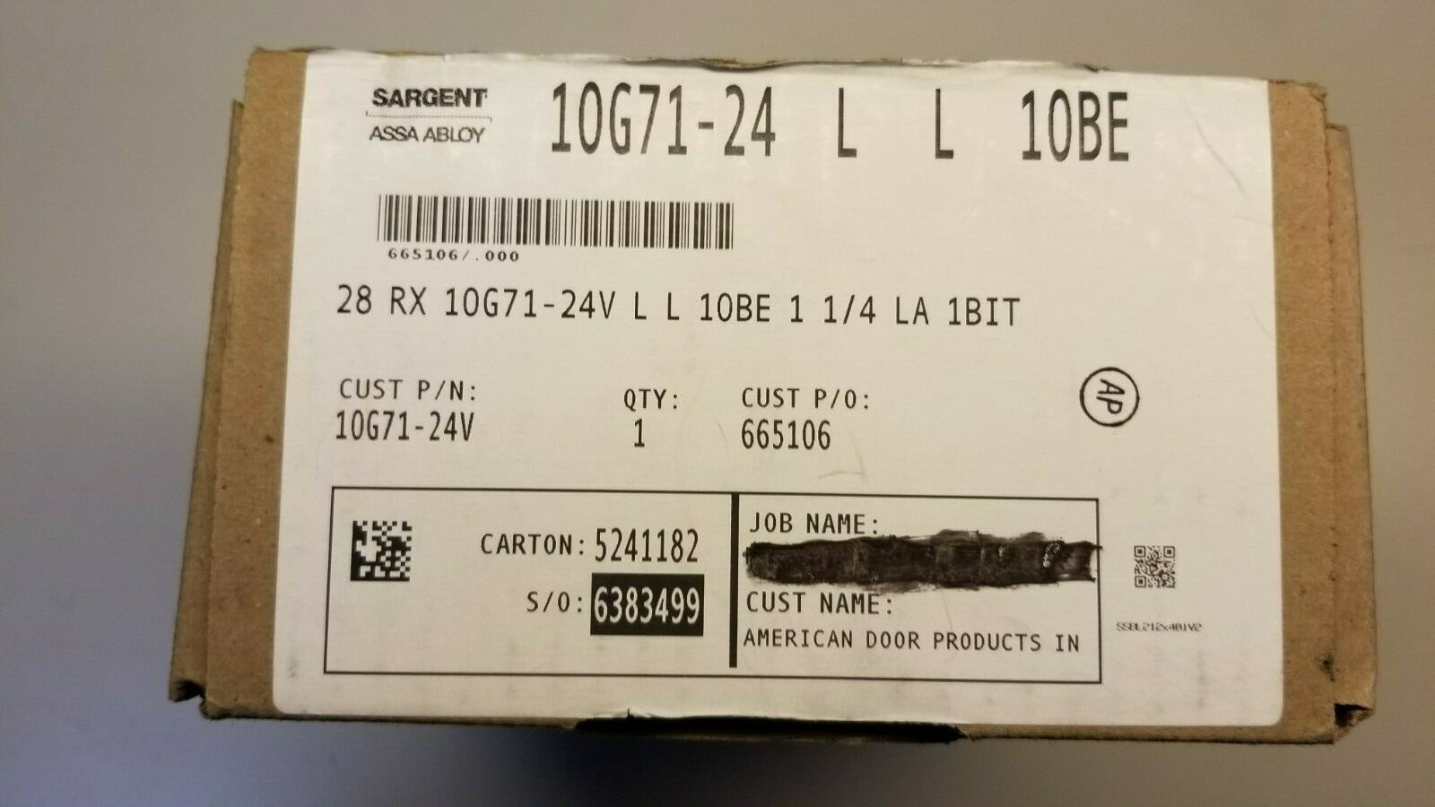 Sargent 10G71-24V-LL-10BE Electrified Cylindrical Lock, Fail Secure Dark Bronze