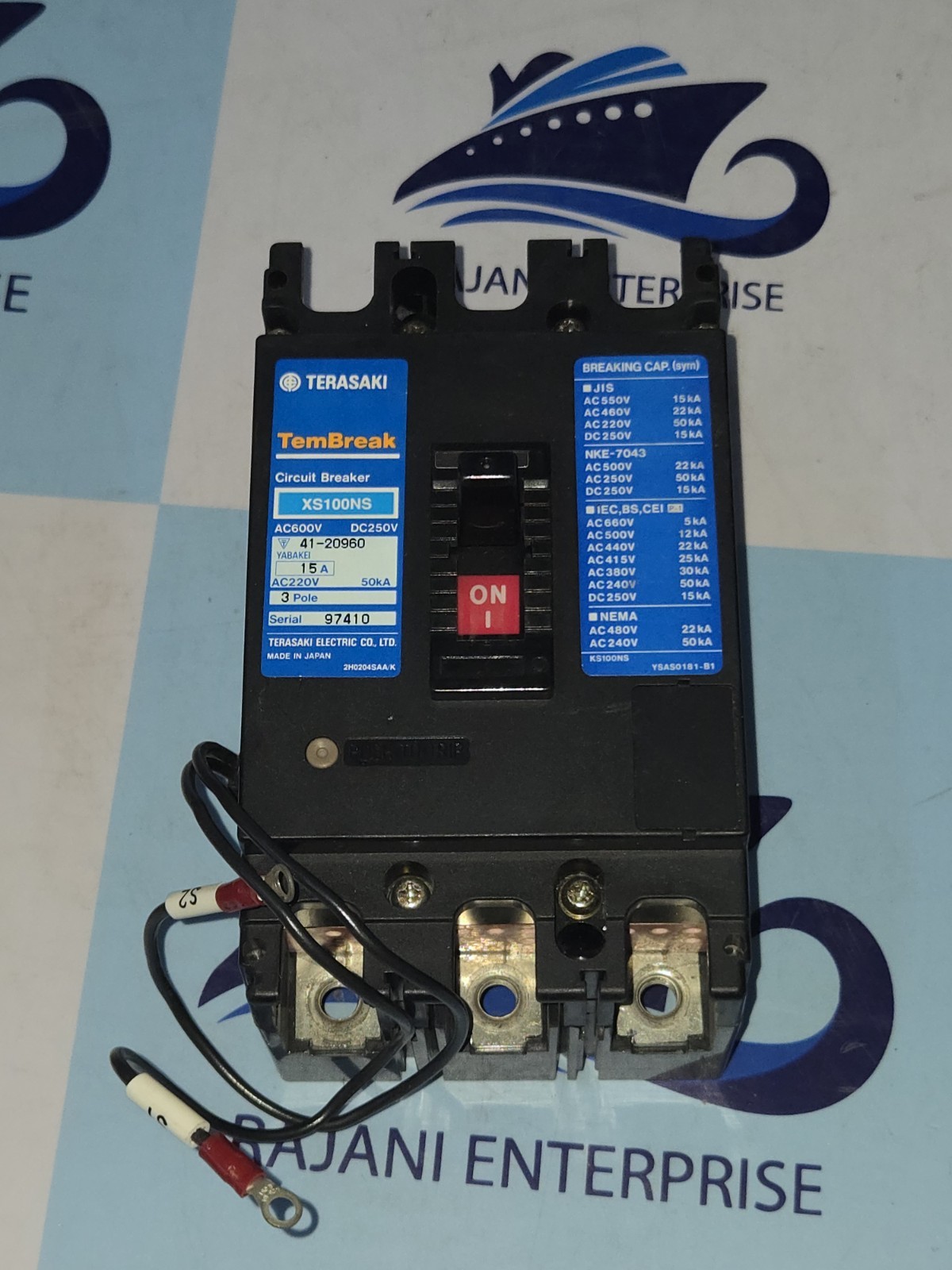 Terasaki Tembreak XS100NS Circuit Breaker 15A 3-Pole with Shunt trip 200-480Vac