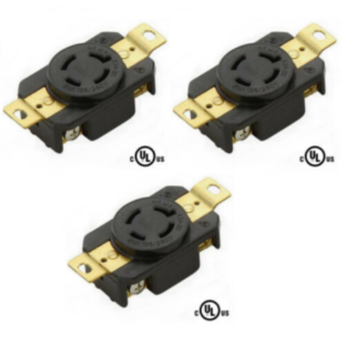 Grounding Locking Receptacle, 20A 125/250V AC, NEMA L14-20 (Pack of 3)