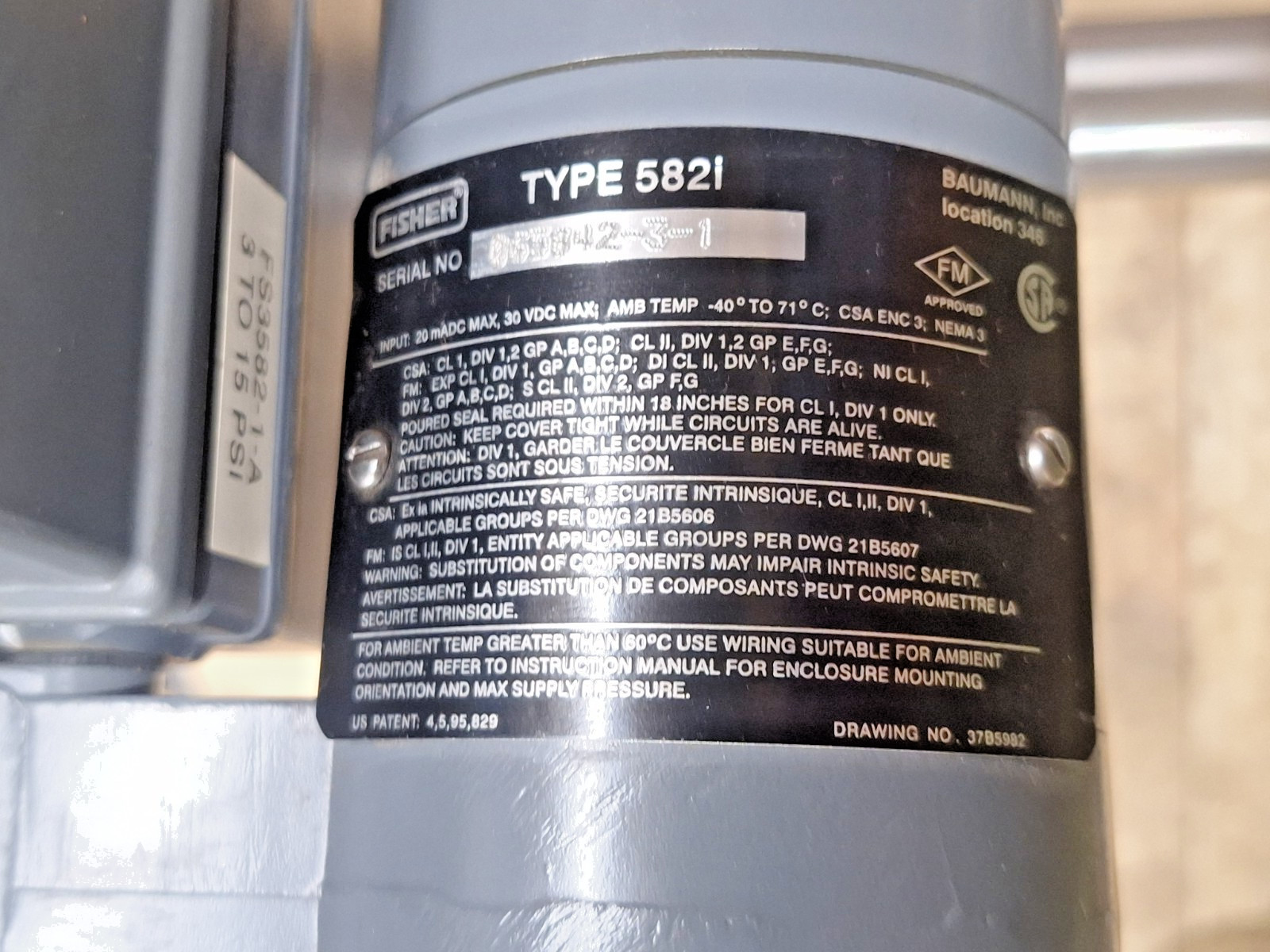 FISHER BAUMANN 32-24 577SVFE CONTROL VALVE 1″ FLANGED 316 STAINLESS 5-15 PSI