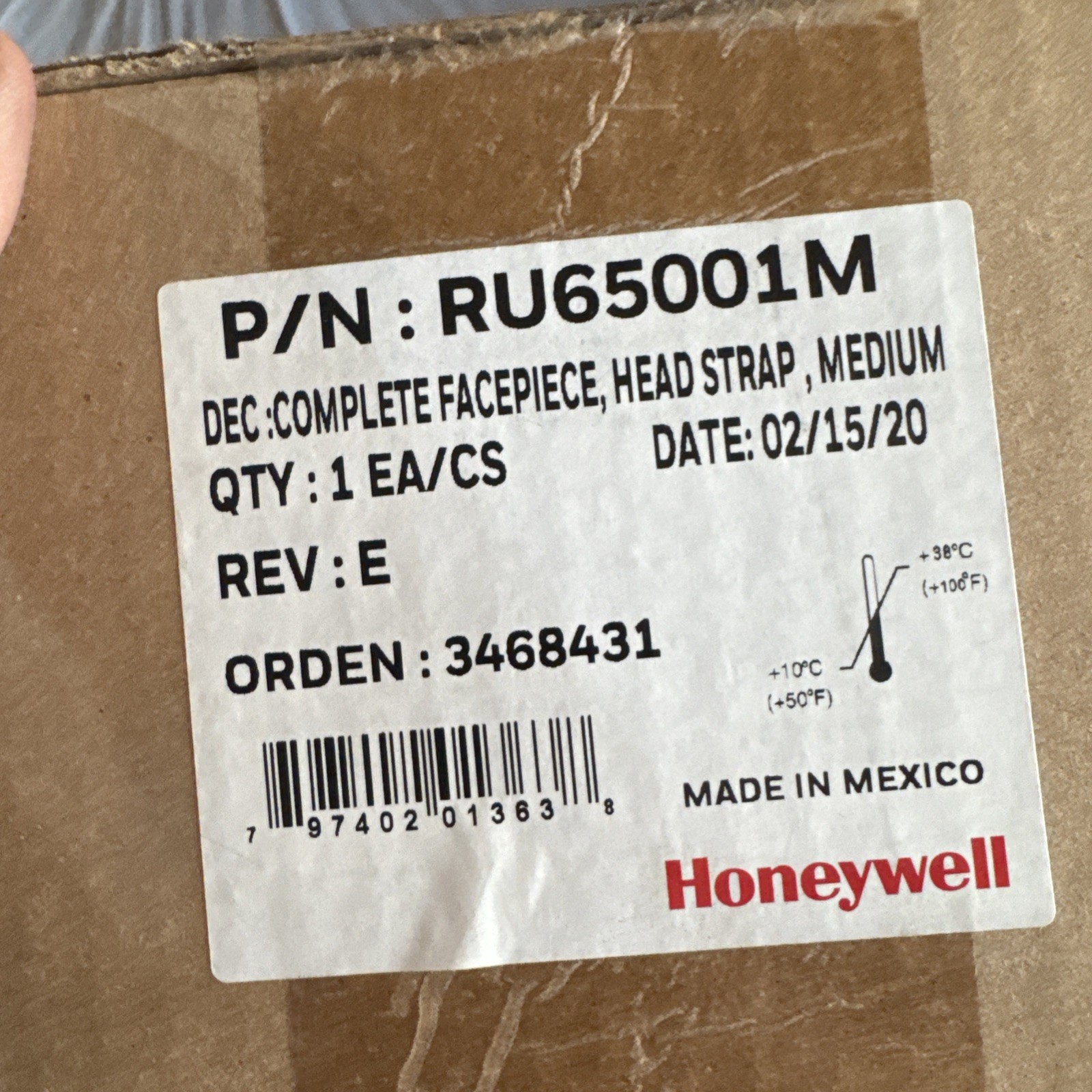 HONEYWELL NORTH RU65001M Full Face Respirator Head Strap, Medium New