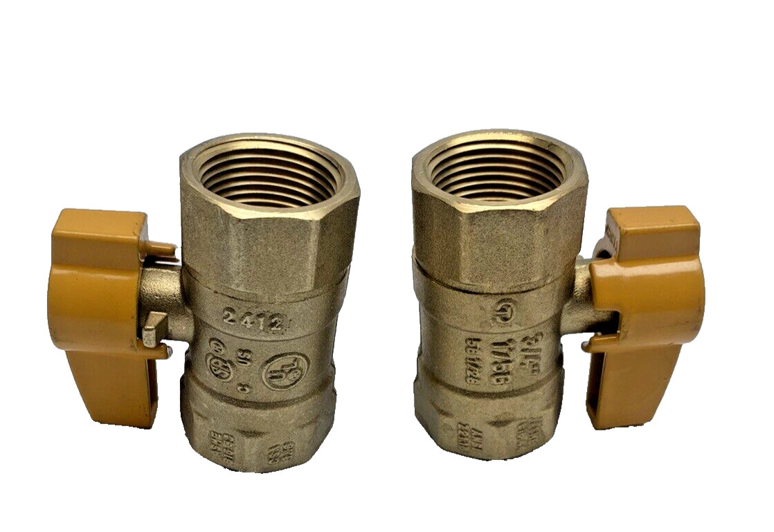 LOT OF 2, GBV02, SHUTT-OFF BRASS VALVE, LPG BALL VALVE 3/4 FNPT 175G