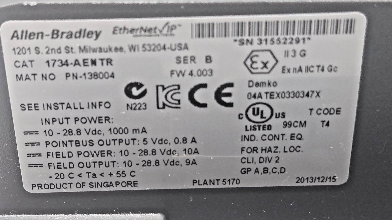 Allen Bradley 1734-AENTR / 1734-EP24DC / 1734-IB4 / 1734-OB4 LOT