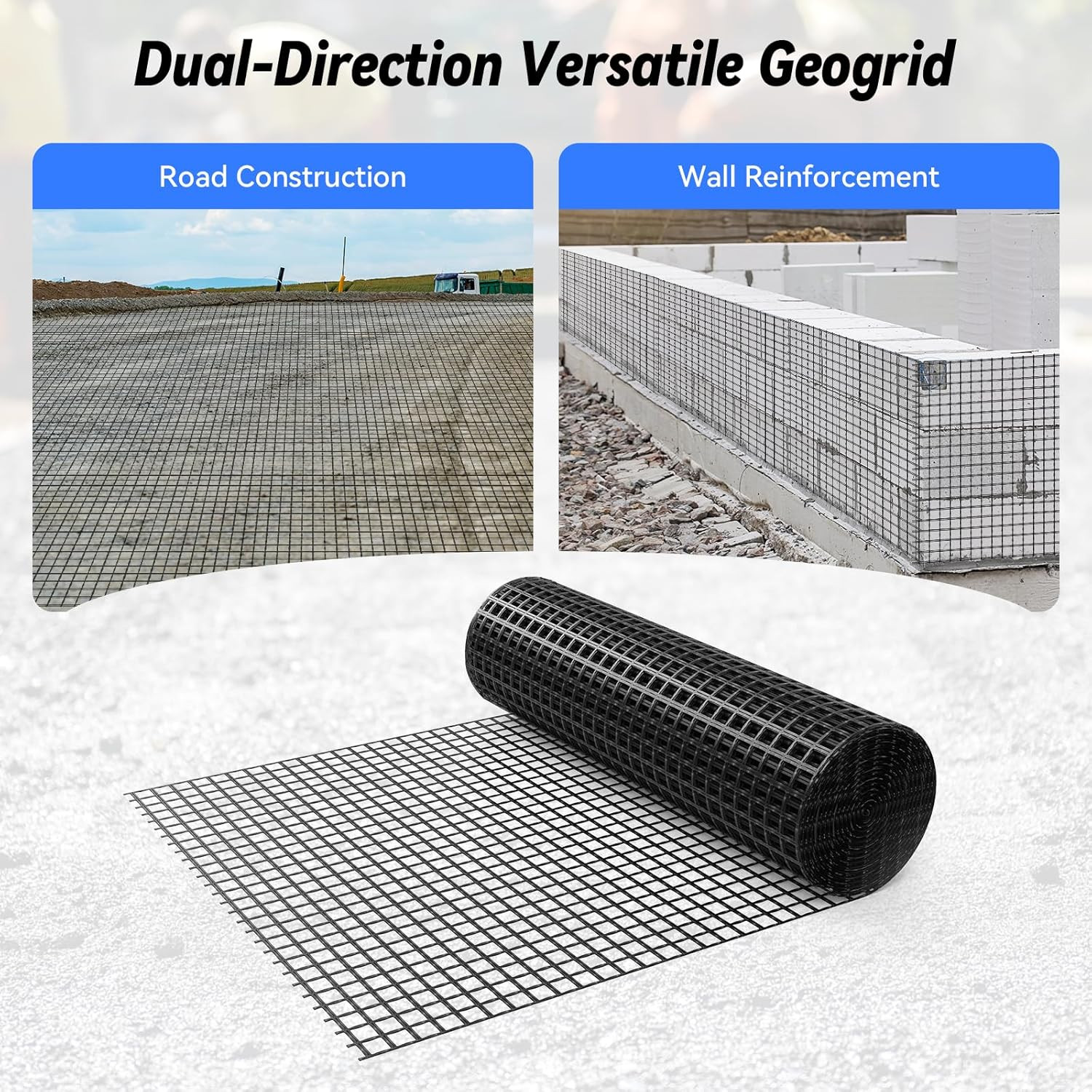 4Ft X 98Ft Bi-Directional Fiberglass Geogrid for Retaining Wall with 50Kn Tensil