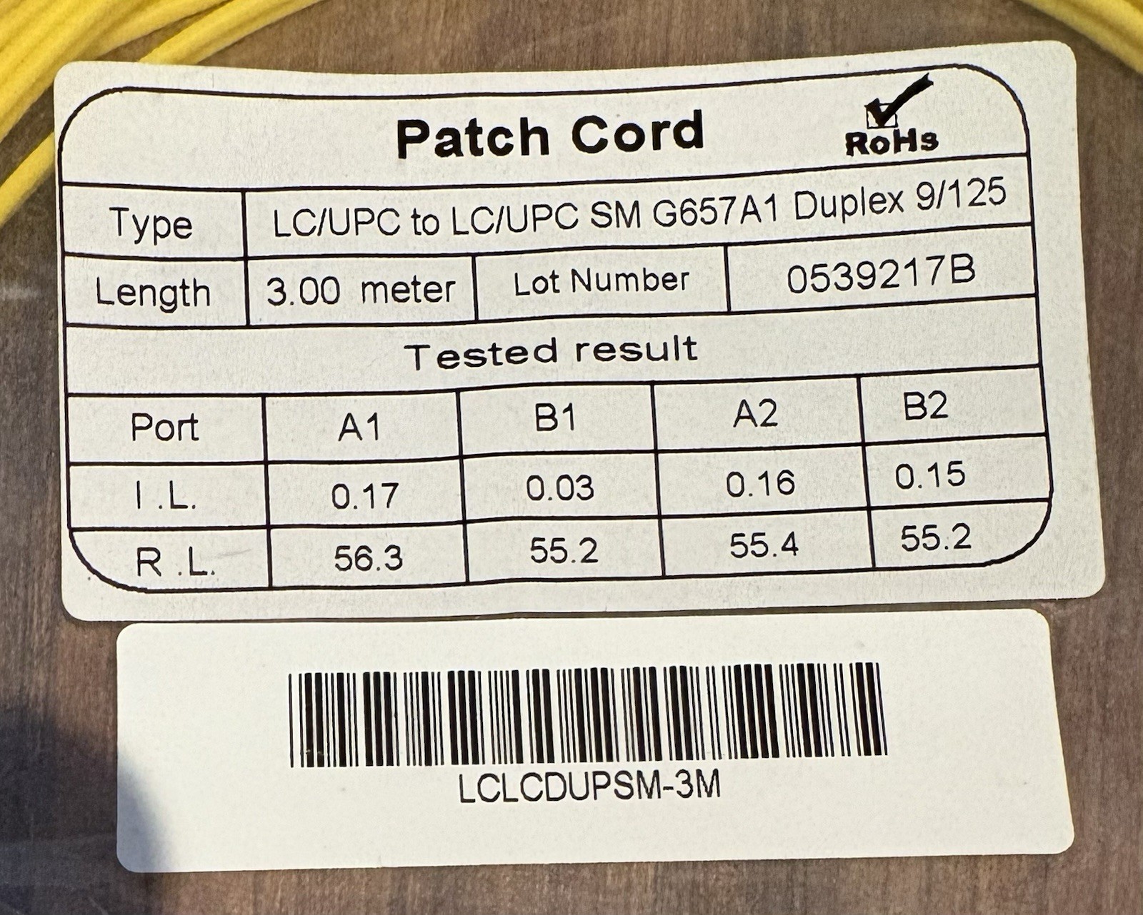 LCLCDUPSM-3M: Duplex Single-Mode Fiber Optic Patch Yellow