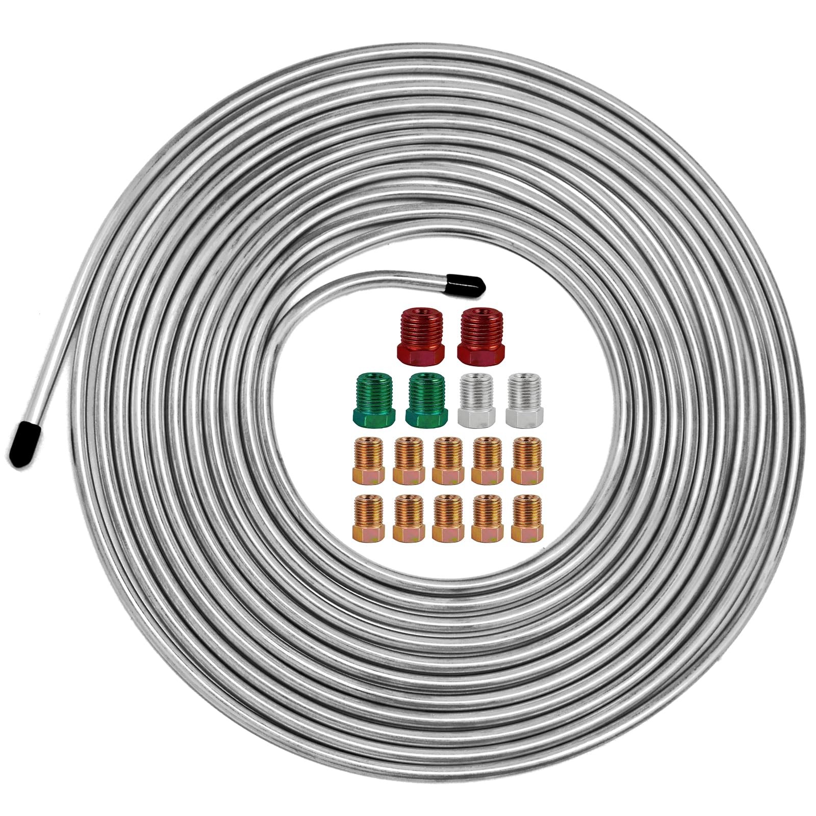 3/16″ Stainless Steel Brake Line Kit – 25 Feet Heavy-Duty & Rust-Proof Brake Tub