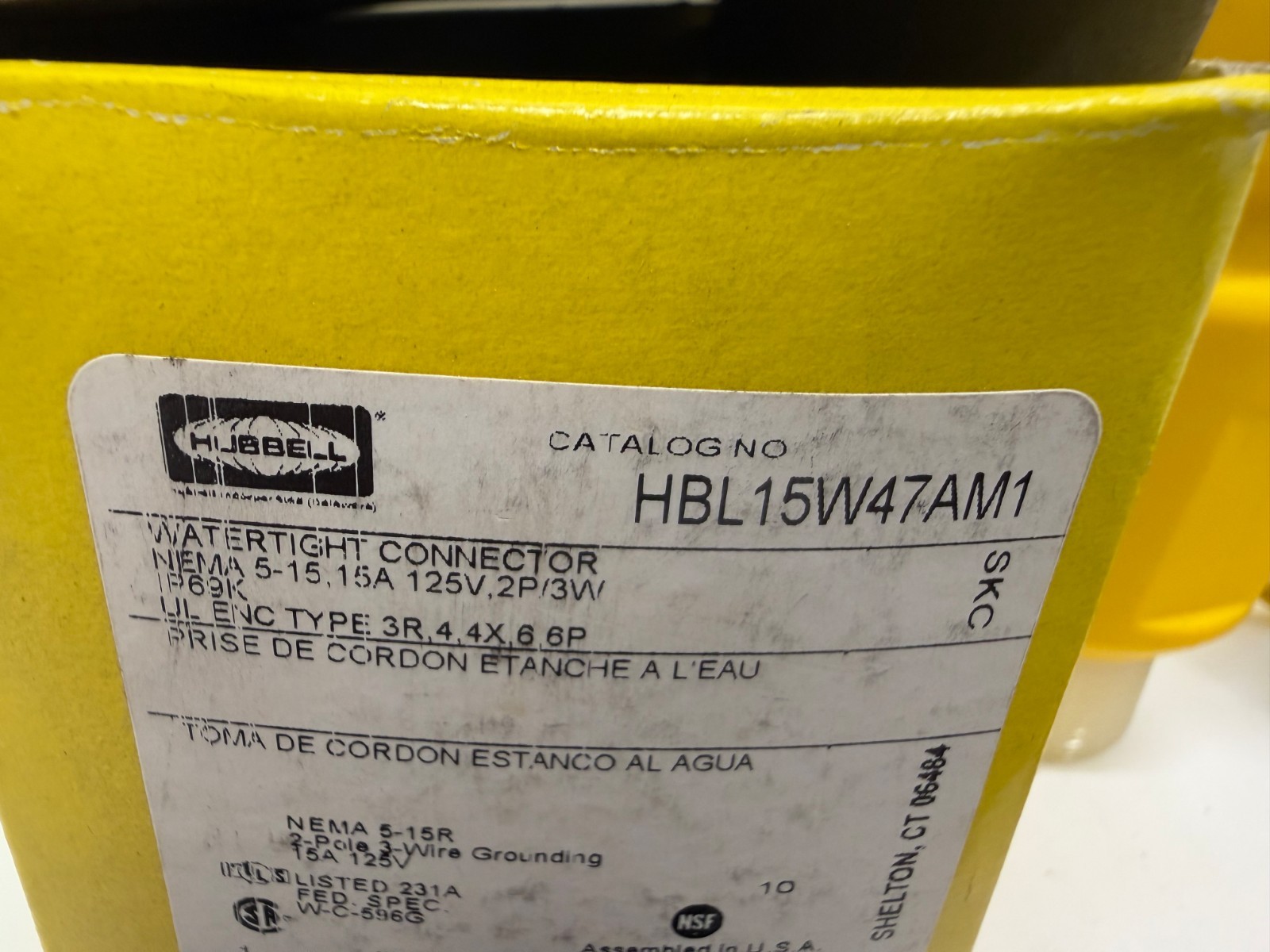 NEW OLD STOCK! HUBBELL 15A 125V WATERTIGHT CONNECTOR HBL15W47AM1