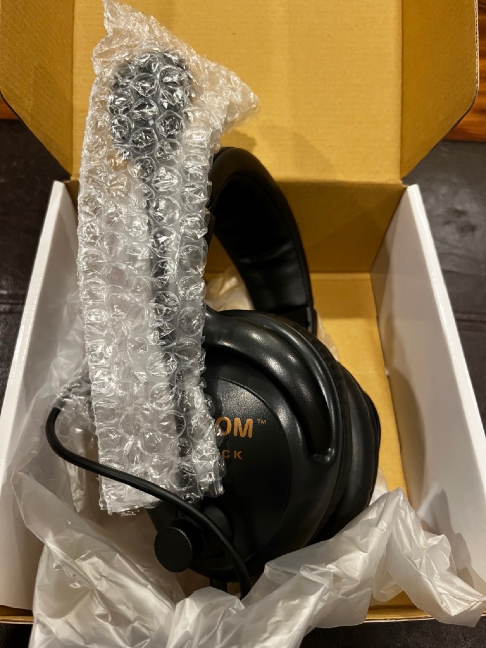 Tom-Com Professional Talkback Intercom Headset Dual Muff 5-Pin Male XLR Open Box