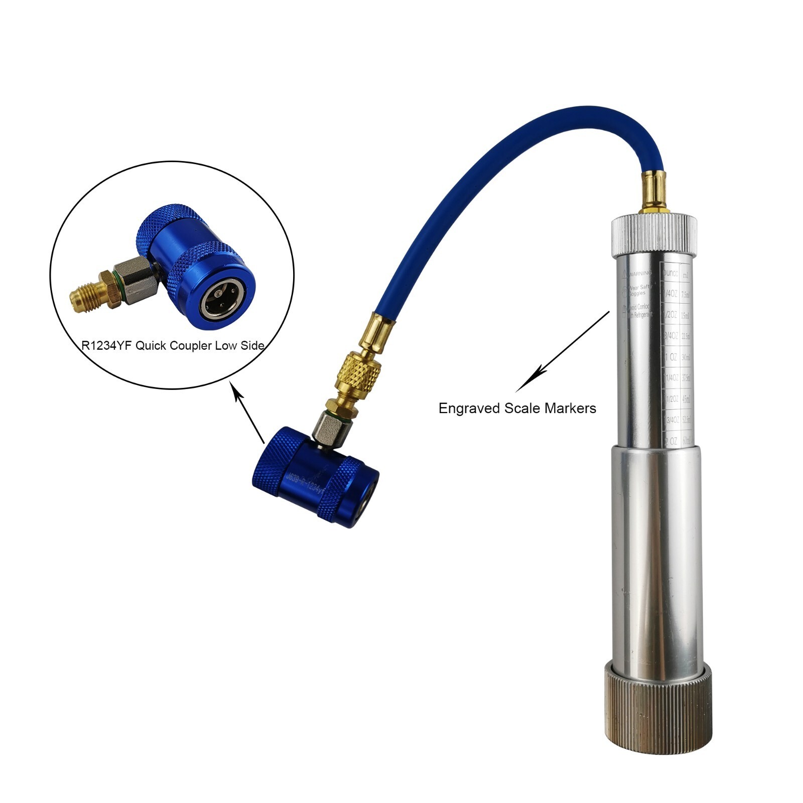 A/C Oil and Dye Injector R1234yf Quick Coupler 1/4″ SAE Refrigerant Tool Set。