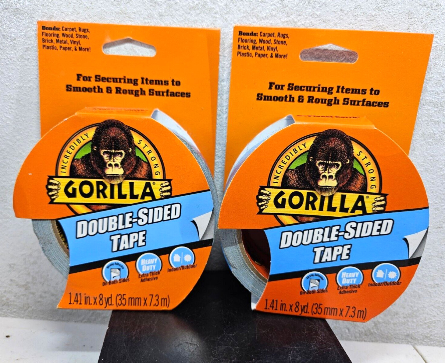 Gorilla Double-Sided Tape, 1.41″ x 8 yd, Gray | 2 PACK – NEW – FAST SHIP!💨✅
