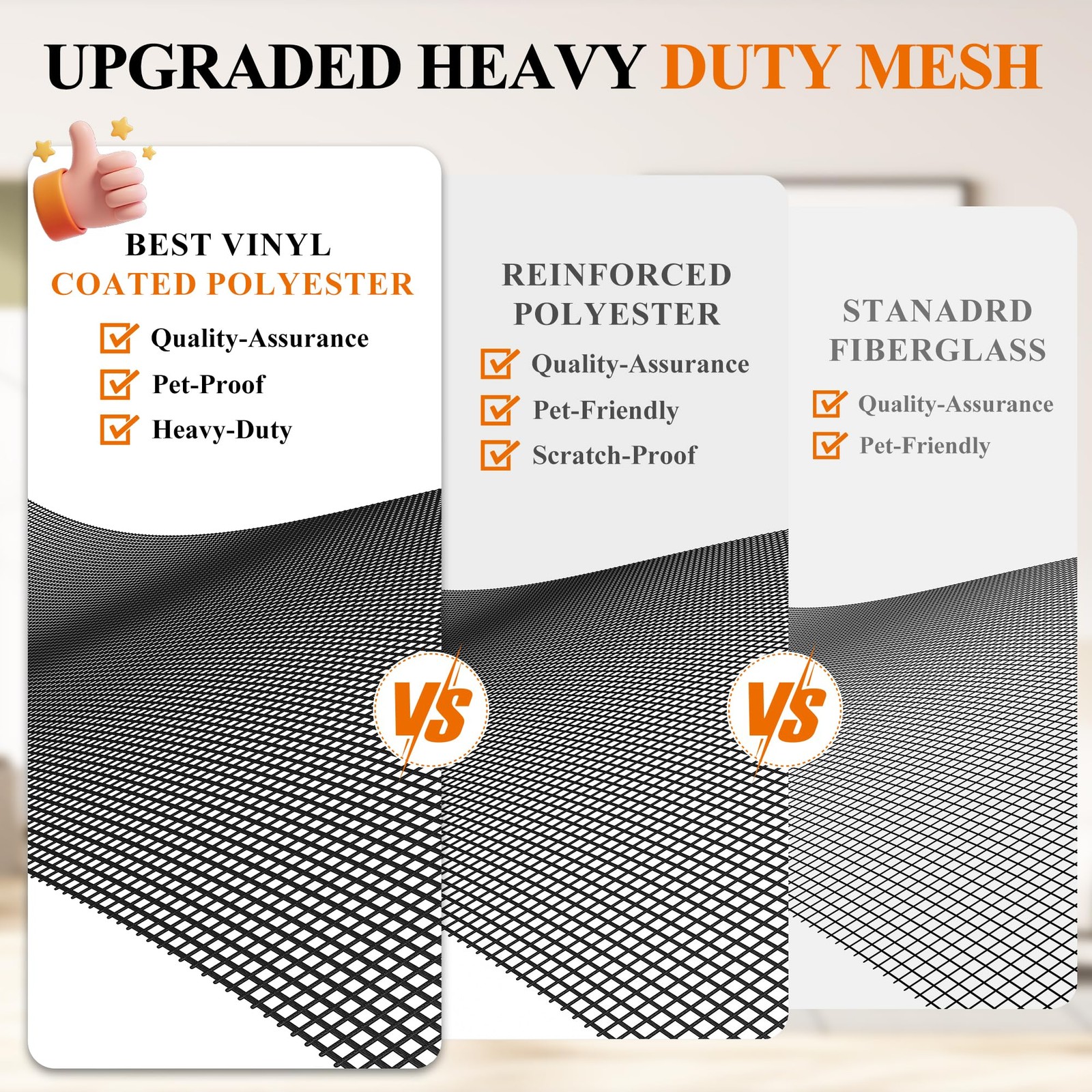 MAGZO Pet Proof Window&Door Screen Replacement Mesh, 48″ W 48″W x 99″L, Black