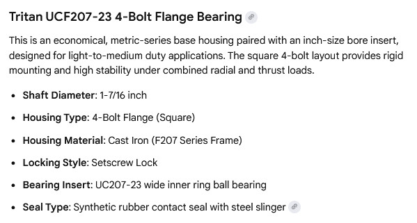 1 NEW TRITAN UCF207-23 4-BOLT FLANGE BEARING NIB ***MAKE OFFER***