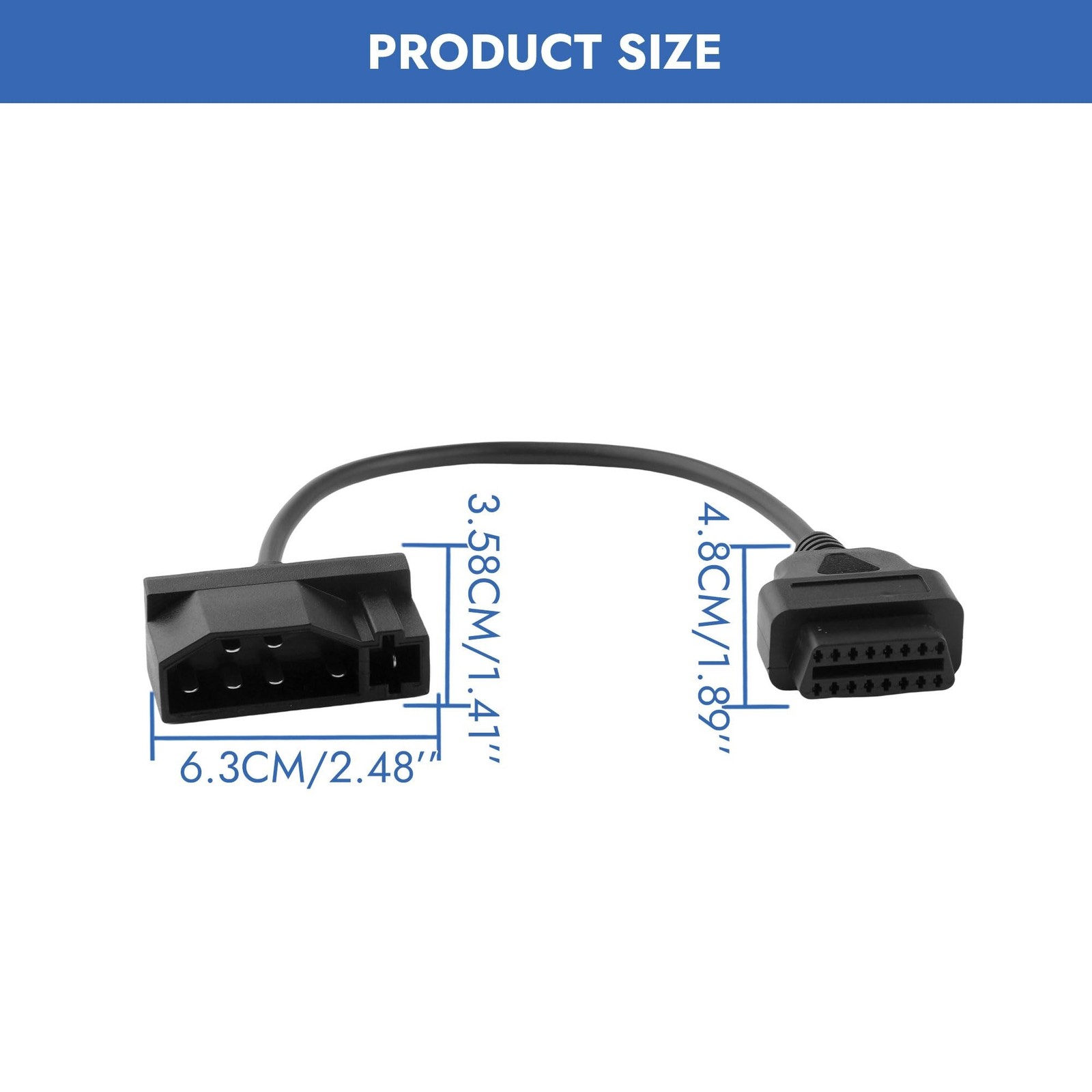 OBD1 to OBD2 Adapter for Ford 7 Pin to 16 Pin Connector Black OBD Adapter Cab…