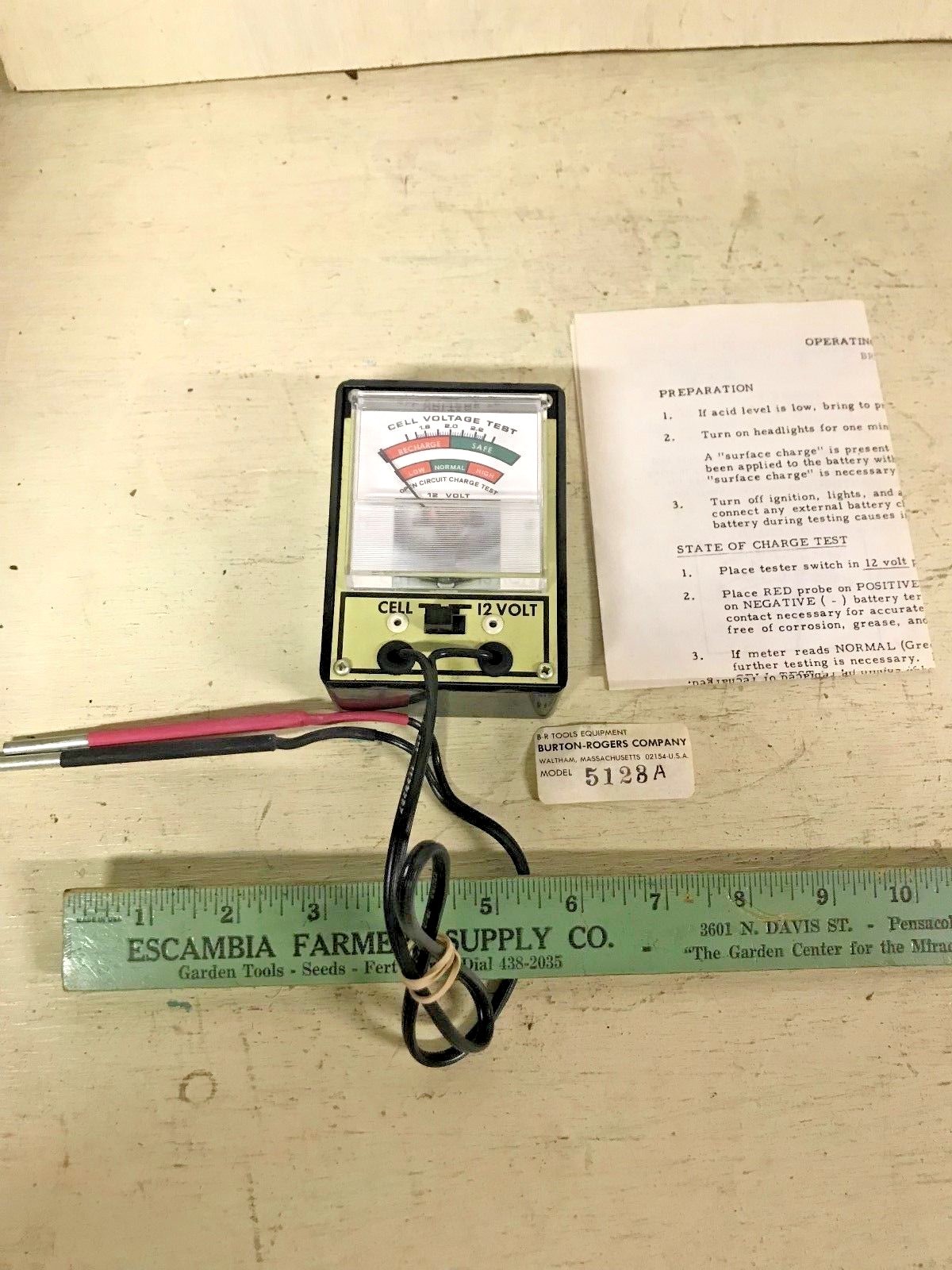 BURTON-ROGERS 5128-A BATTERY CELL VOLTAGE & OPEN CIRCUIT CHARGE TESTER