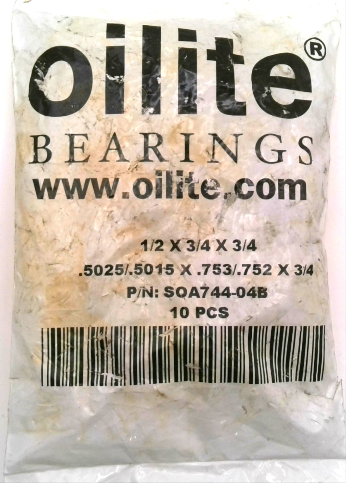 OILITE SOA744-04B SLEEVE BEARING 1/2″ BORE, 3/4″ OD, 3/4″ LG (LOT OF 11)