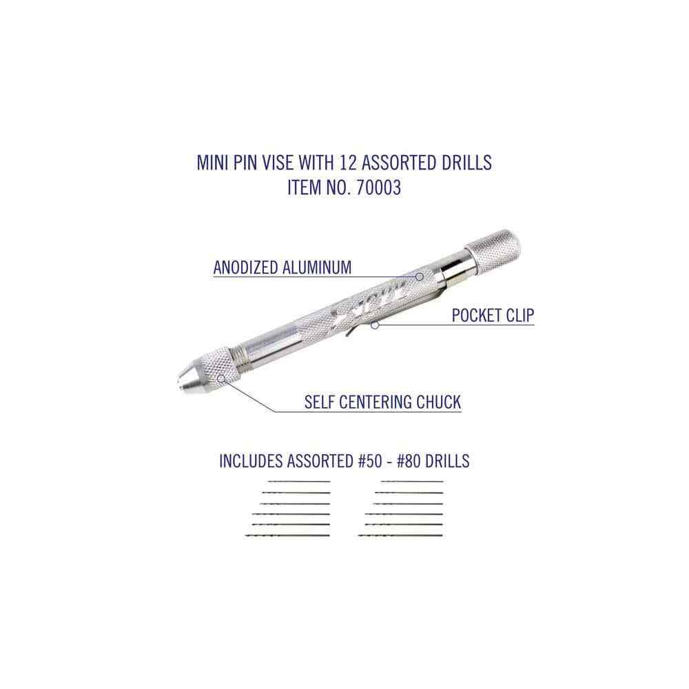 Excel 12 Piece 0.135″ Mini Pin Vise Set 4″ Long