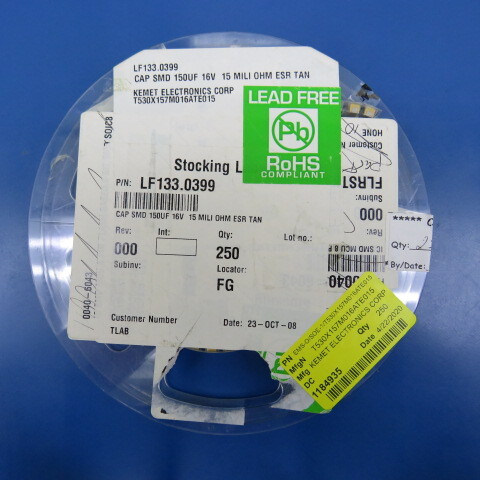 KEMET ELECTRONICS CORP T530X157M016ATE015 Qty of 10 per Lot CAP TANT POLY 150UF