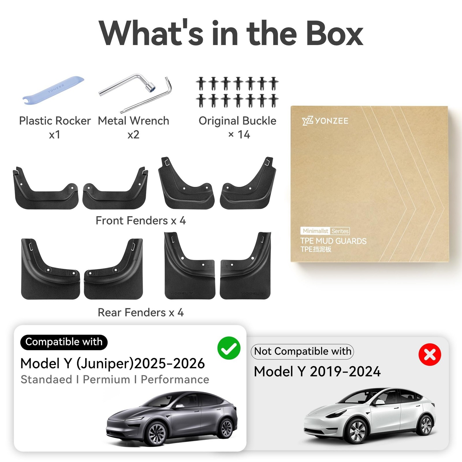 YONZEE 8-Pack Front and Rear Mud Flaps for Tesla Model Y Juniper 2025 2026 | …