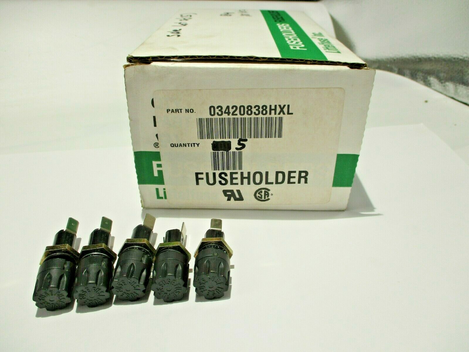 NEW LOT OF 5 LITTELFUSE 03420838HXL FUSEHOLDER FOR FUSE 20A/AMP 3AG 250V