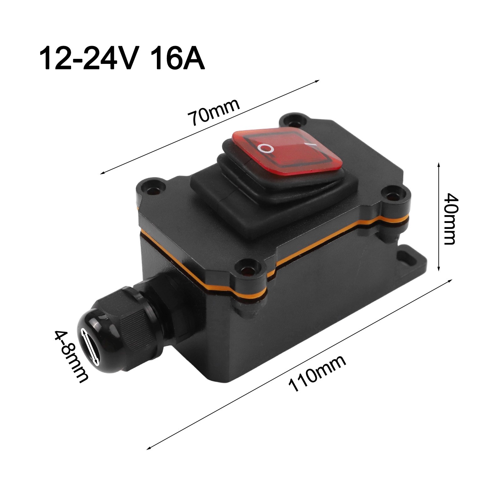 High Capacity IP65 Waterproof Switch for For outdoor Applications 12V 24V 220V
