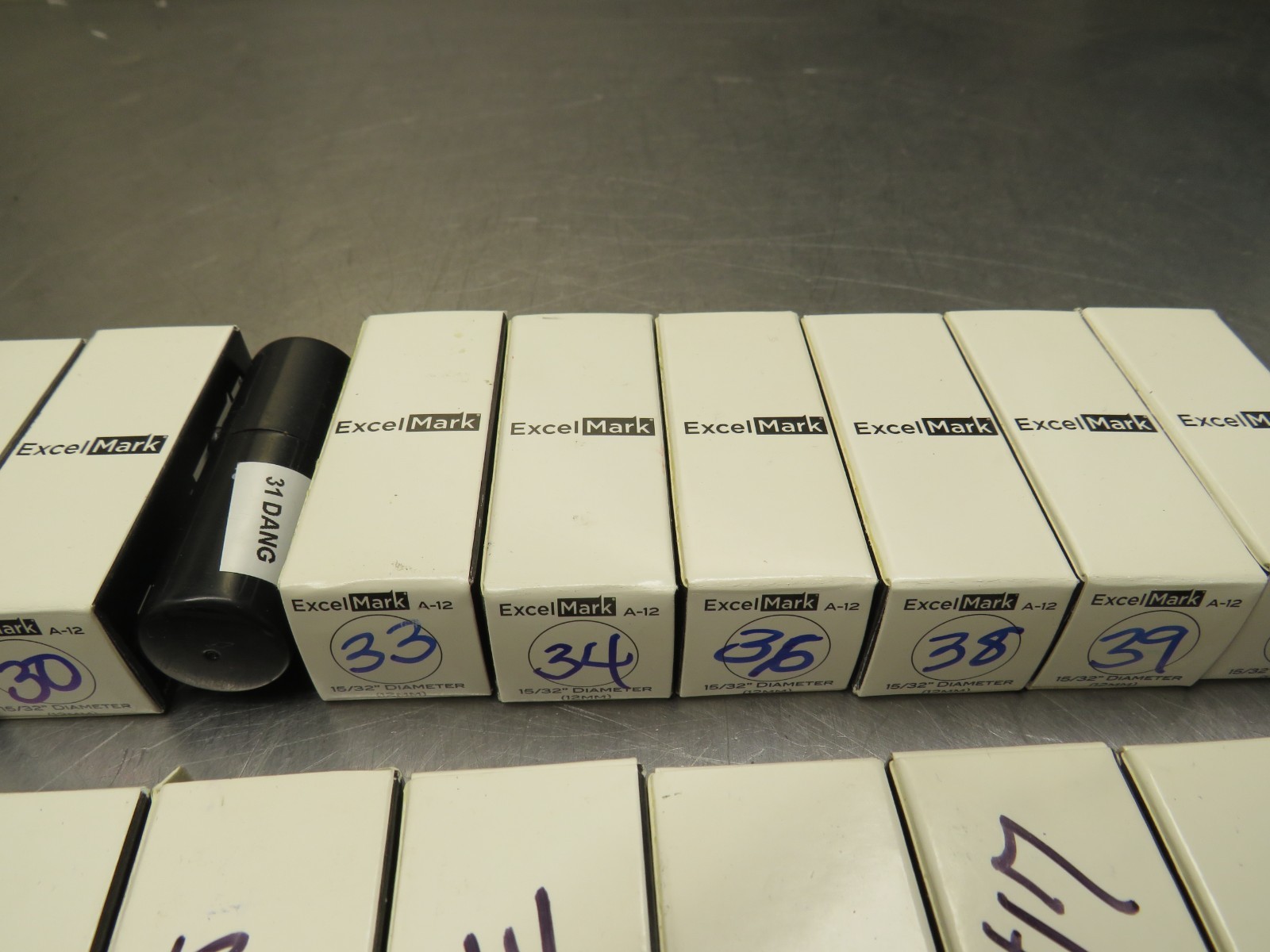 Excel Mark A-12 15/32″ Stamp 1-40 / Missing 3, 16, 21, 32, 35, 37