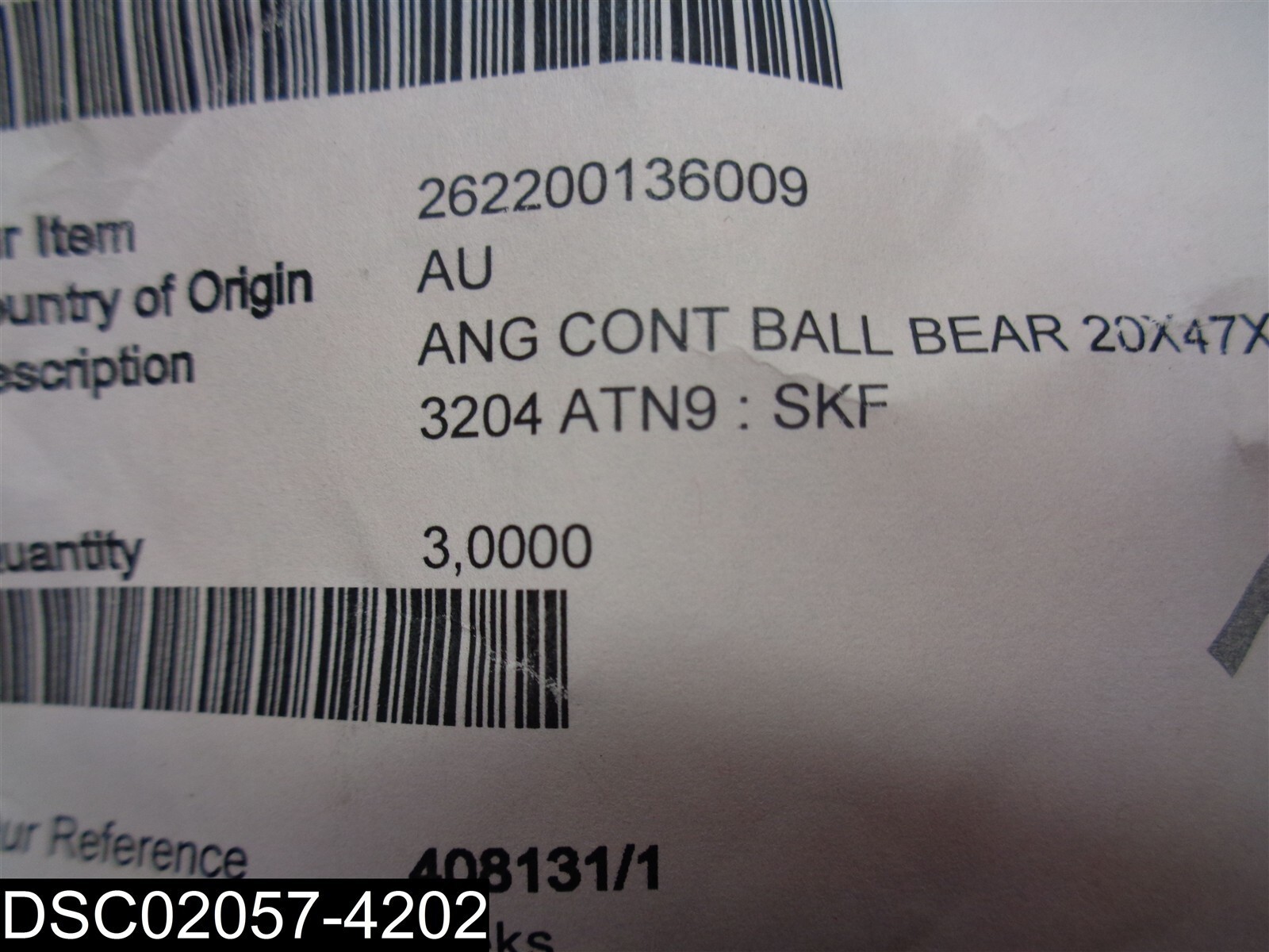 QTY=3: 3204 ATN9 SKF Explorer Ball Bearing 262200136009