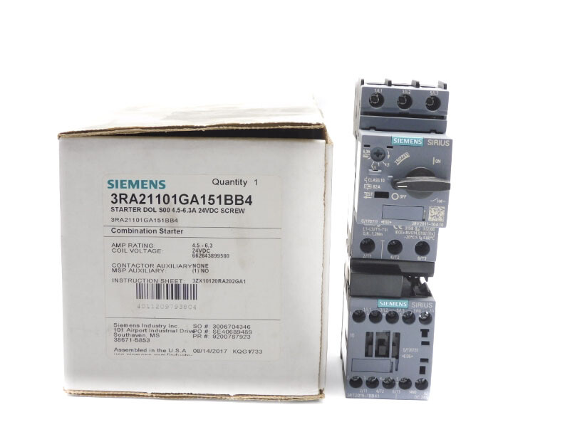 SIEMENS 3RA21101GA151BB4 24VDC 4.6-6.3A NSMP
