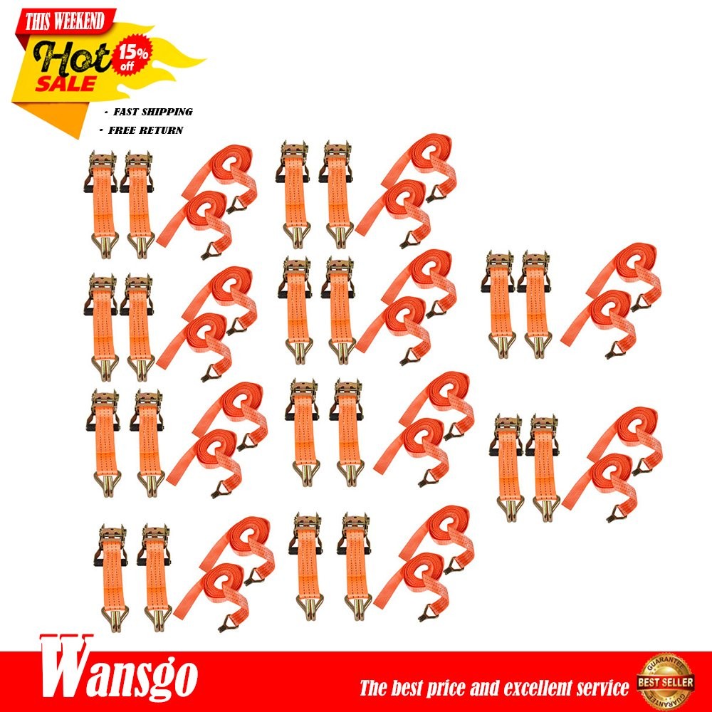20 Pack 1.5″ inch x 15′ Ft Ratchet Tie Down Cargo Straps J Hooks Heavy Duty
